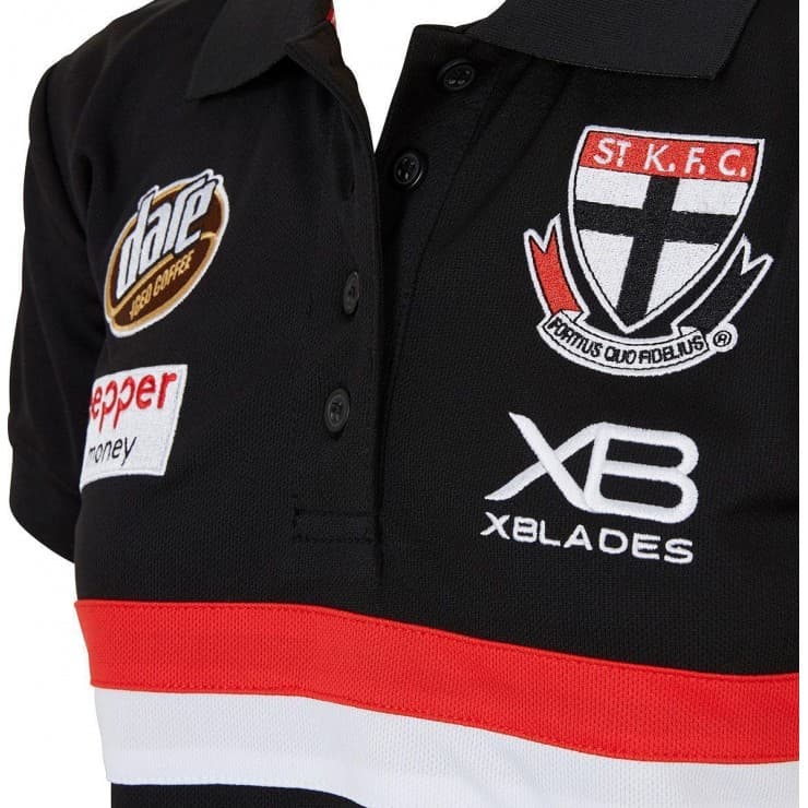 St Kilda Saints AFL Mens Black Media Polo Shirt