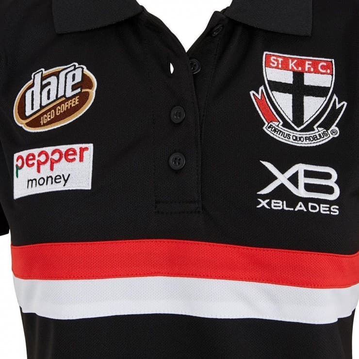 St Kilda Saints AFL Mens Black Media Polo Shirt