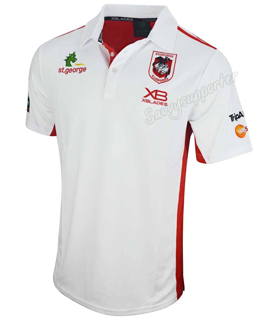 St George Dragons NRL Mens White Media Polo Shirt