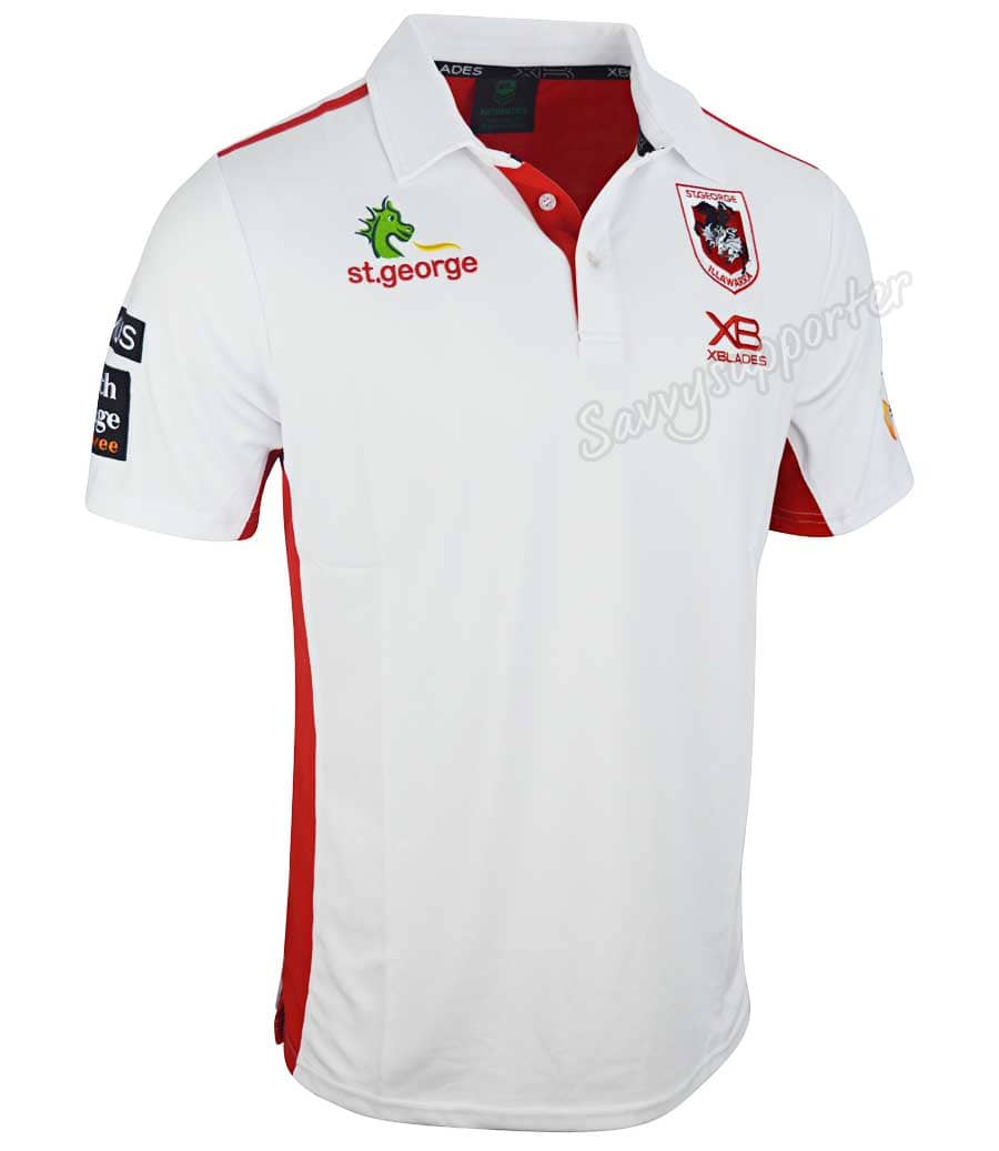 St George Dragons NRL Mens White Media Polo Shirt