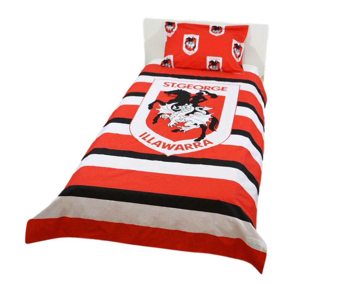 St George Dragons NRL Single Striped Quilt Cover Set St George Dragons NRL Single Striped Quilt Cover Set