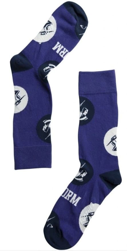 Melbourne Storm NRL Mens Logo Dots Socks Purple Melbourne Storm NRL Mens Logo Dots Socks Purple