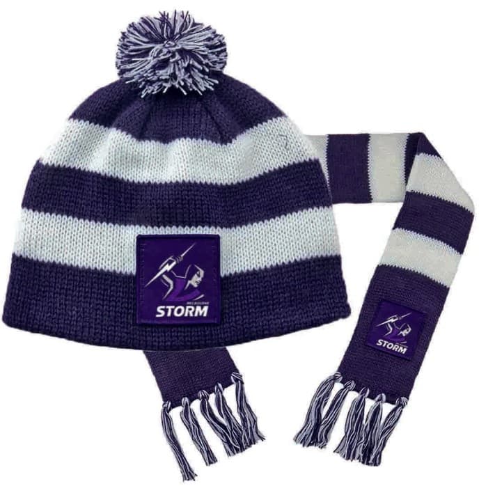 Melbourne Storm NRL Baby Beanie and Scarf Combo