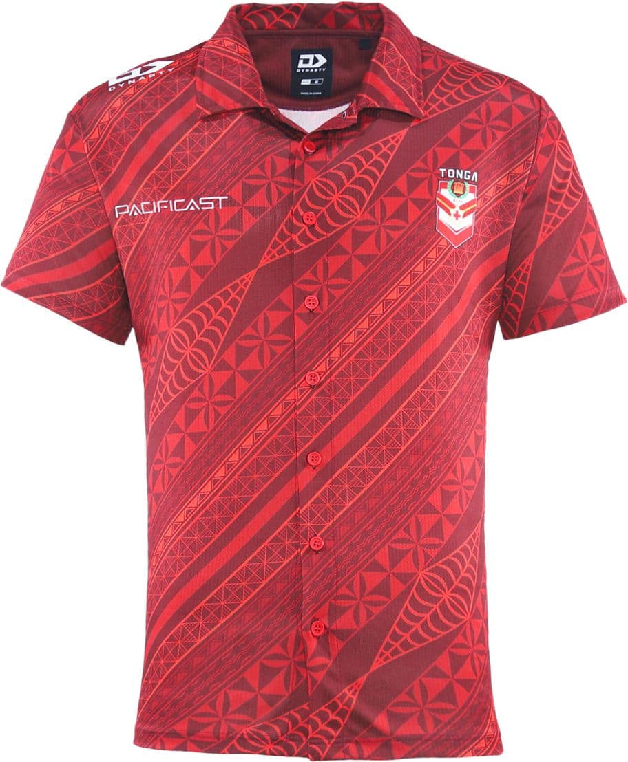 Tonga 2025 Rugby League Mens Button Up Polo Shirt