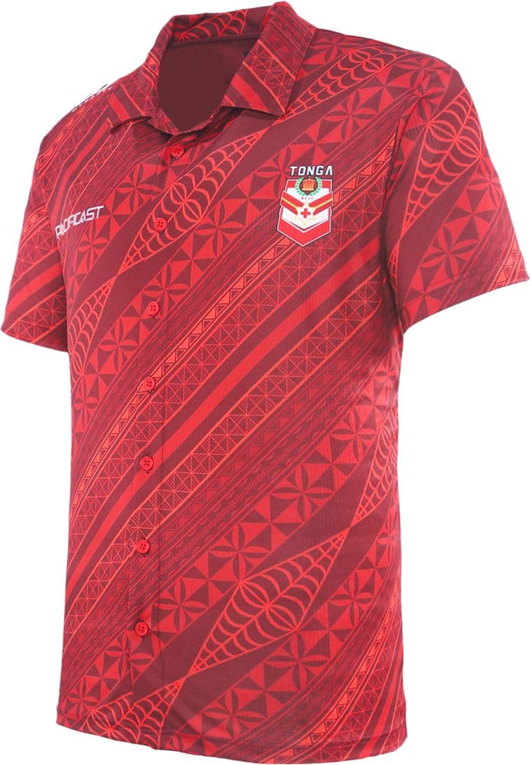 Tonga 2025 Rugby League Mens Button Up Polo Shirt