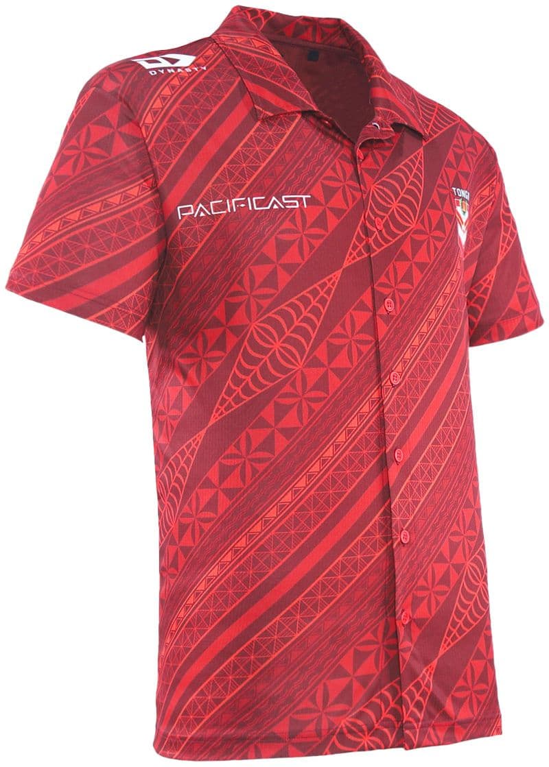Tonga 2025 Rugby League Mens Button Up Polo Shirt