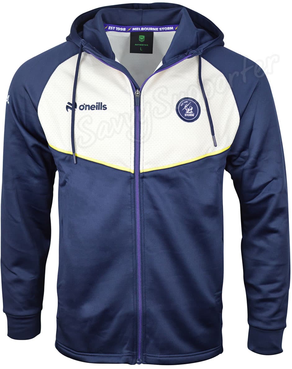 Melbourne Storm 2025 NRL Mens Tech Fleece Full Zip Hoodie