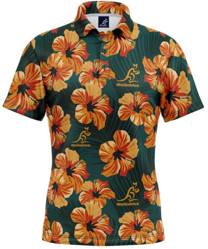 Australian Wallabies Rugby Union Mens Aloha Golf Polo Shirt