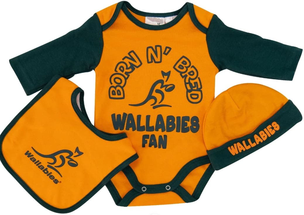 Australian Wallabies Rugby Union Toddler Born & Bred 3pc Gift Set