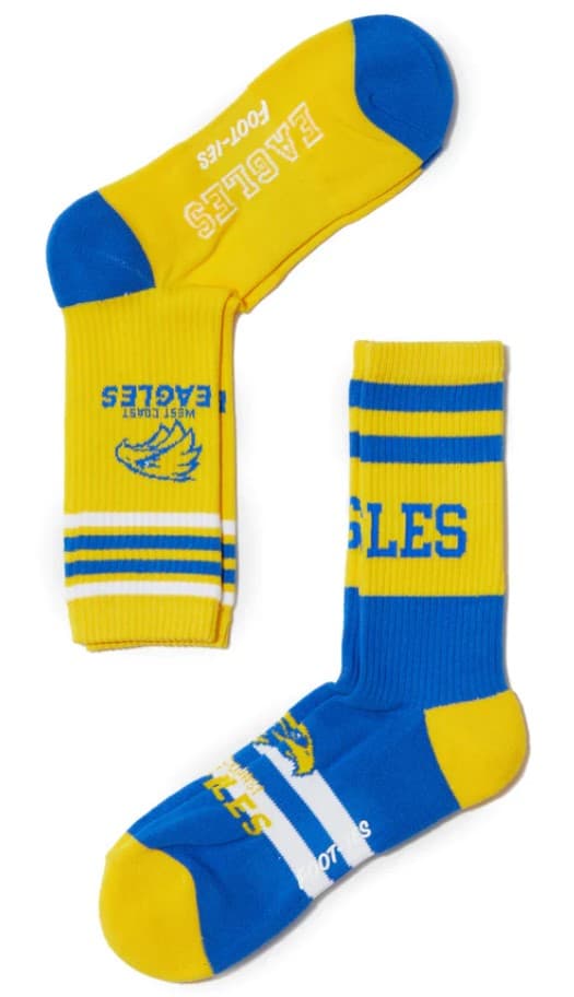 West Coast Eagles AFL Adults Sports Crew 2 Pack Socks