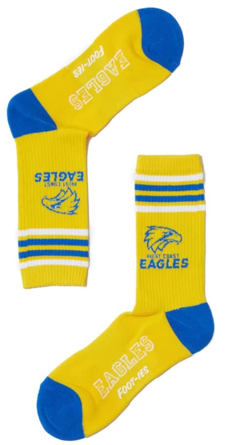 West Coast Eagles AFL Adults Sports Crew 2 Pack Socks