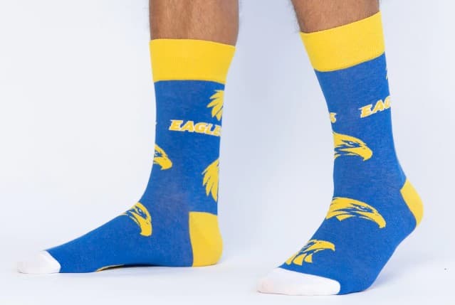 West Coast Eagles AFL Adults Large Logo Socks 50% OFF