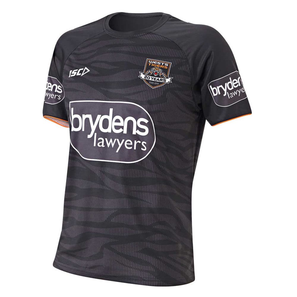 Wests Tigers 2019 NRL Mens Black Training Shirt