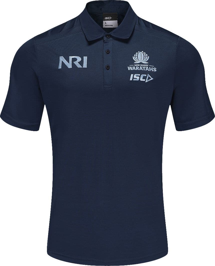 NSW Waratahs 2025 Rugby Union Mens Navy Team Polo Shirt