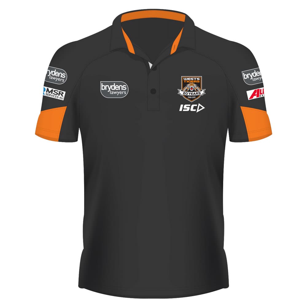 Wests Tigers NRL ISC Black Media Polo Shirt