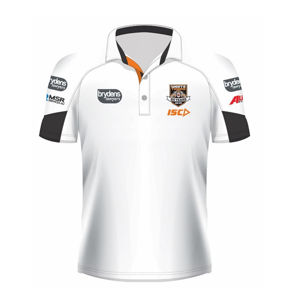 Wests Tigers 2019 Mens White Performance Polo Shirt