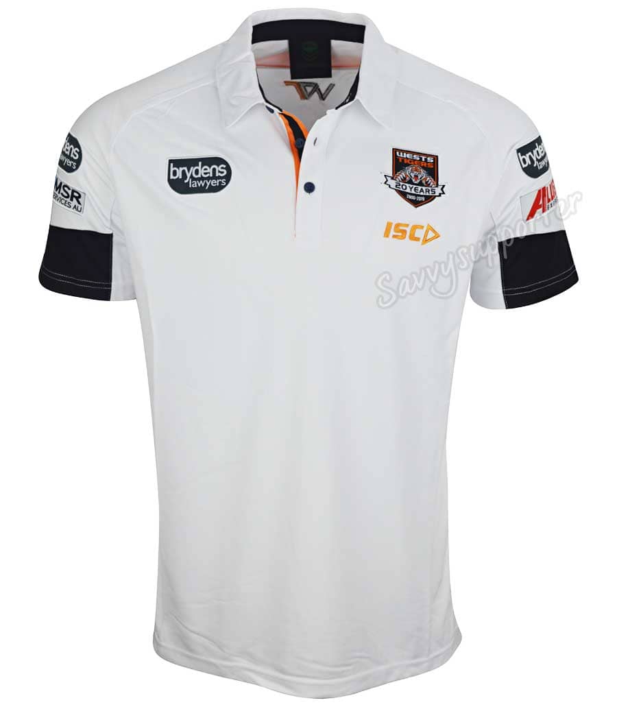 Wests Tigers 2019 Mens White Performance Polo Shirt