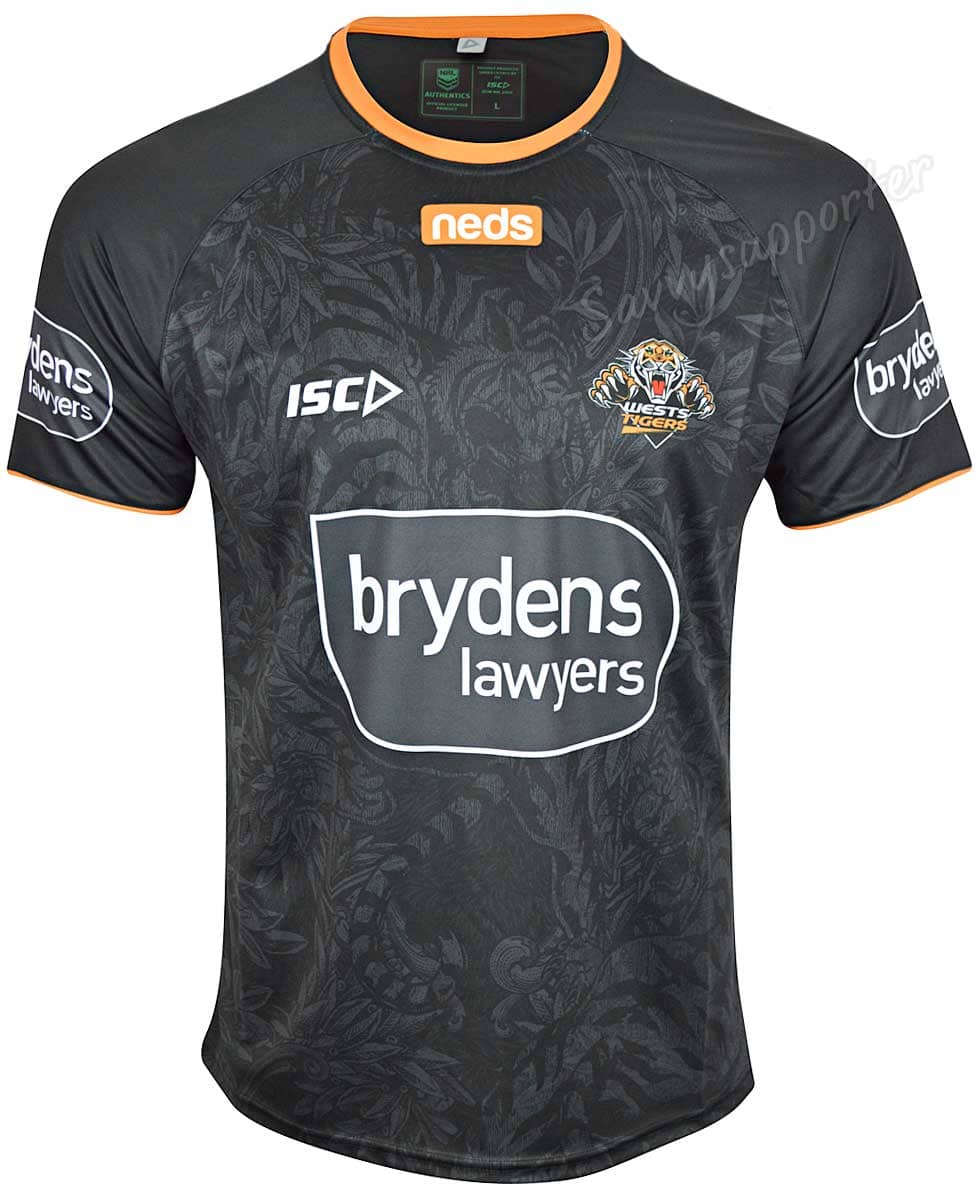 Wests Tigers NRL Mens Black Training Shirt Wests Tigers NRL Mens Black Training Shirt