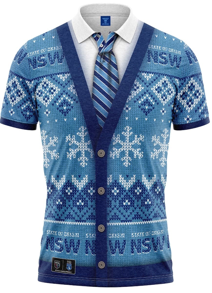 NSW Blues NRL State of Origin Xmas Polo Shirt NSW Blues NRL State of Origin Xmas Polo Shirt