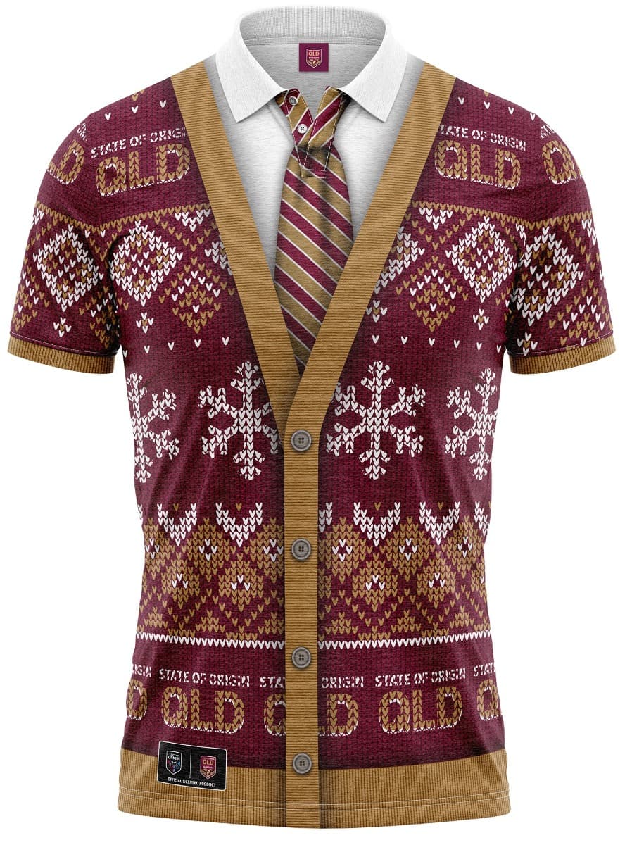 QLD Maroons NRL State of Origin Xmas Polo Shirt