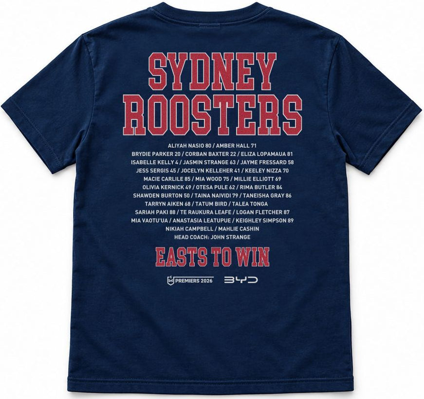 Sydney Roosters 2026 NRL Kids Players Premiers Shirt *PRESALE*