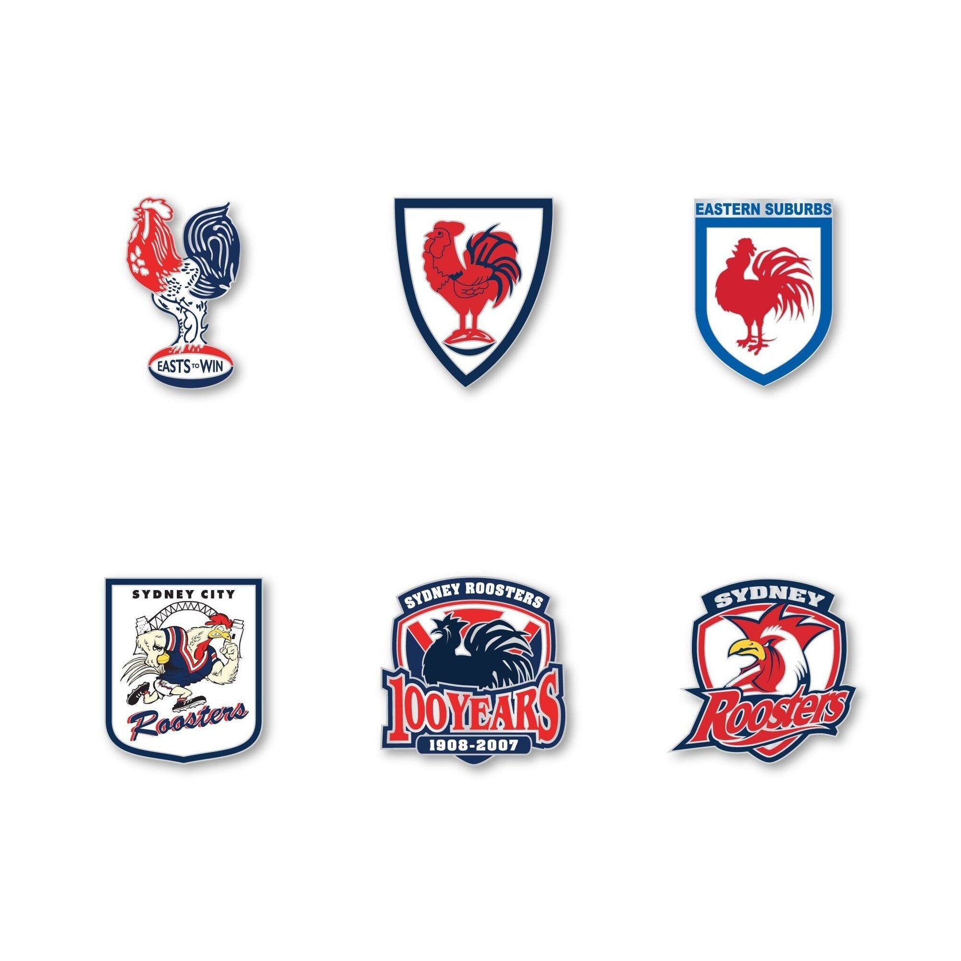Sydney Roosters NRL Logo 6 Pin Set