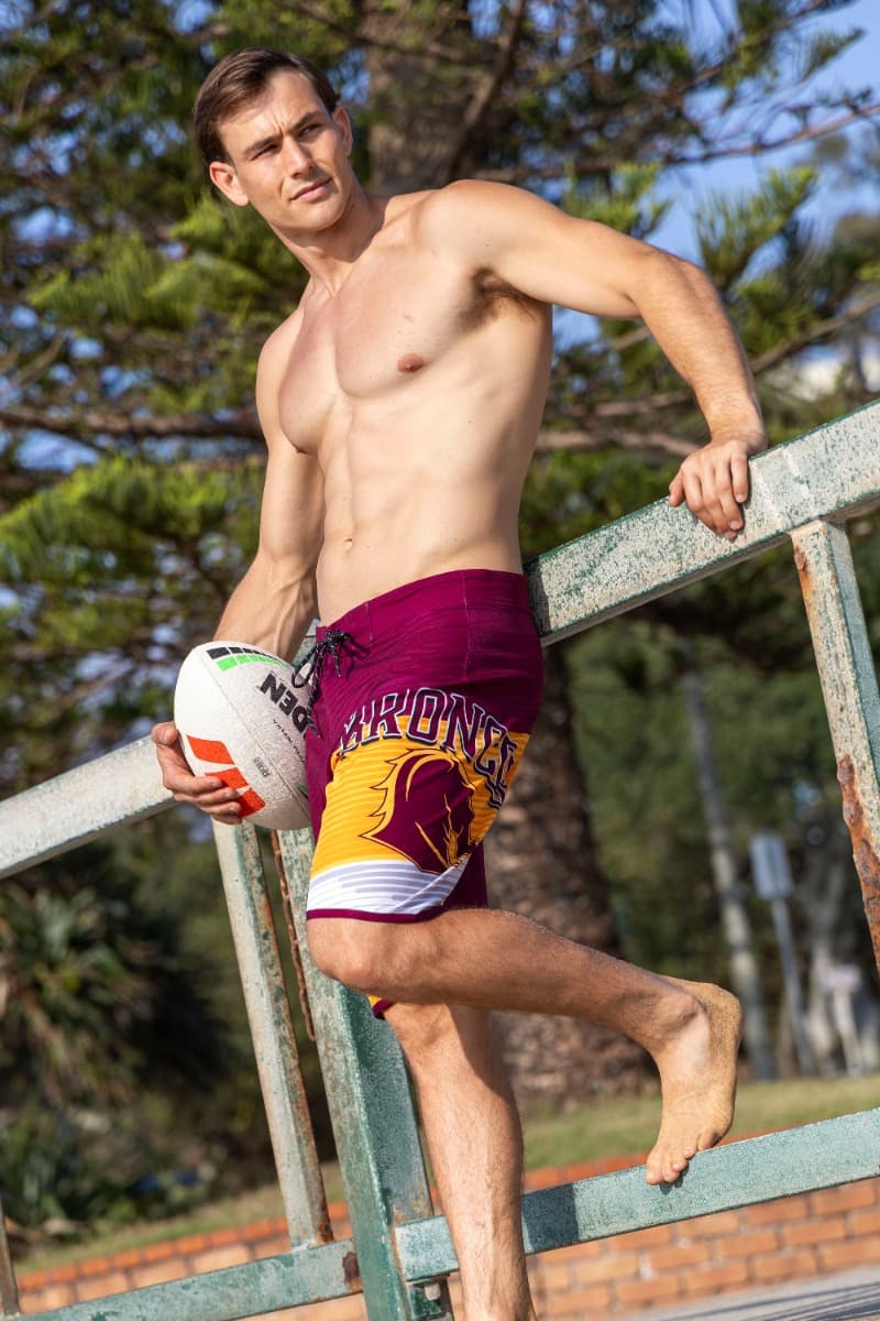 Brisbane Broncos 2025 NRL Mens Barrel Board Shorts