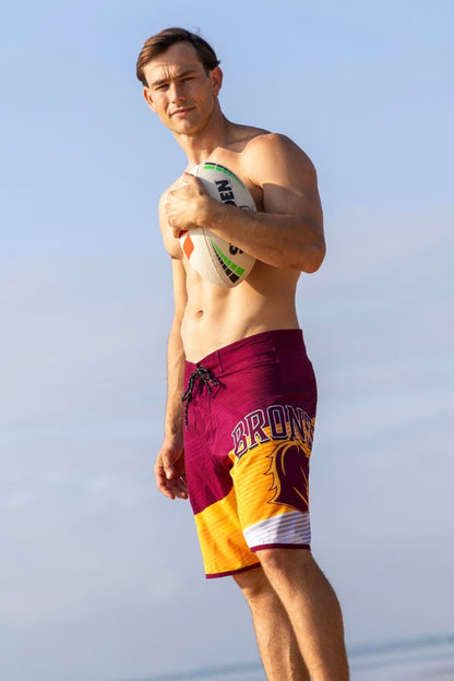 Brisbane Broncos 2025 NRL Mens Barrel Board Shorts