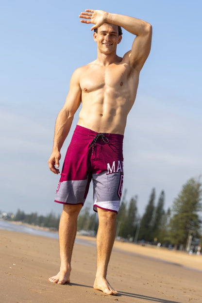 QLD Maroons 2025 State of Origin NRL Mens Barrel Board Shorts