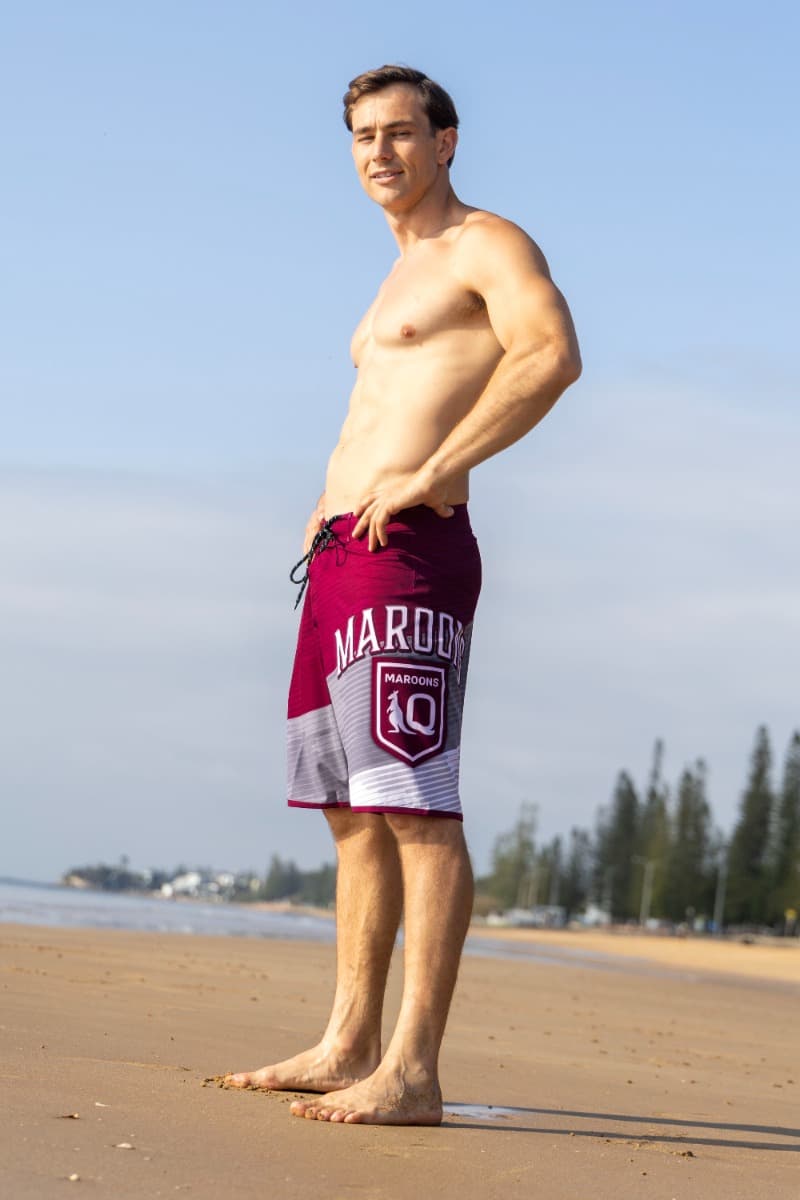 QLD Maroons 2025 State of Origin NRL Mens Barrel Board Shorts