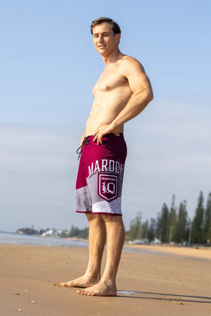 QLD Maroons 2025 State of Origin NRL Mens Barrel Board Shorts