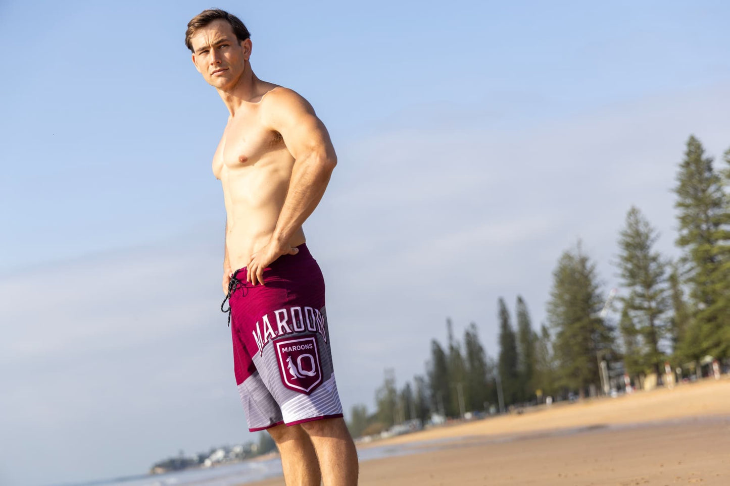 QLD Maroons 2025 State of Origin NRL Mens Barrel Board Shorts