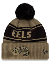 Parramatta Eels NRL New Era Pom Knit Olive Black Beanie