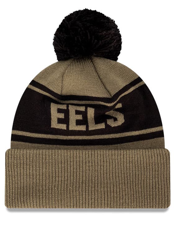 Parramatta Eels NRL New Era Pom Knit Olive Black Beanie