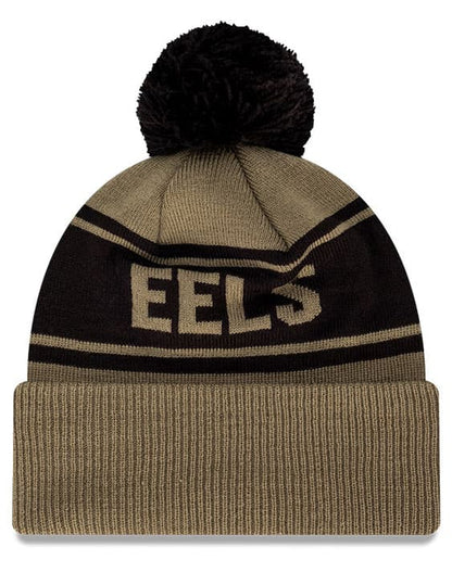 Parramatta Eels NRL New Era Pom Knit Olive Black Beanie