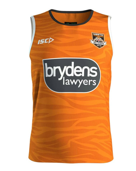 Wests Tigers Mens NRL Orange Training Singlet