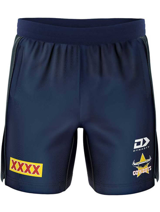 North Queensland Cowboys NRL Mens Gym Training Shorts With Zip Pockets