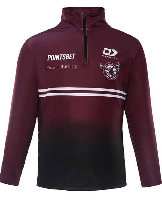 Manly Sea Eagles NRL Mens Qtr Zip Long Sleeve Training Tee