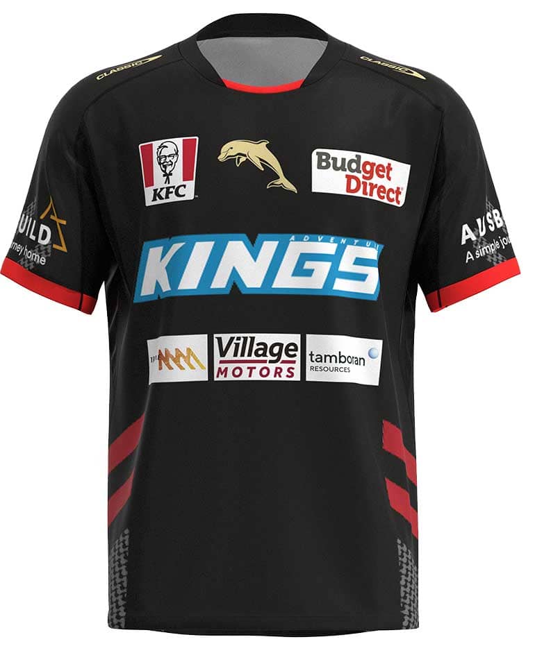 Redcliffe Dolphins 2023 NRL Mens Black Training Jersey