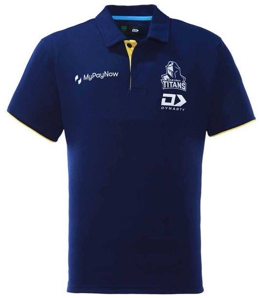 Gold Coast Titans 2023 NRL Mens Navy Media Polo Shirt