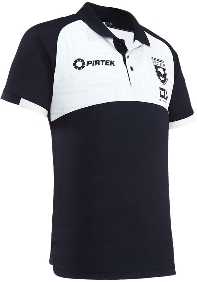 New Zealand Kiwis 2025 NRL Mens Black / White Media Polo Shirt