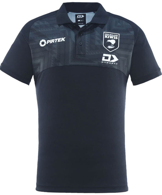New Zealand Kiwis 2025 NRL Mens Black Media Polo Shirt