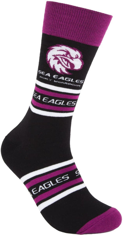 Manly Sea Eagles NRL Organic Stripe Cotton Socks