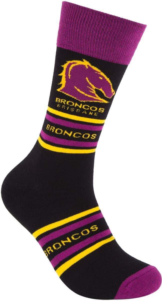 Brisbane Broncos NRL Organic Stripe Cotton Socks