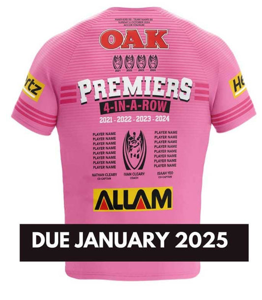 Penrith Panthers 2024 NRL Mens Four Peat Premiers Jersey ****Sizes SMALL - X-LARGE (Due late January 2025) ****