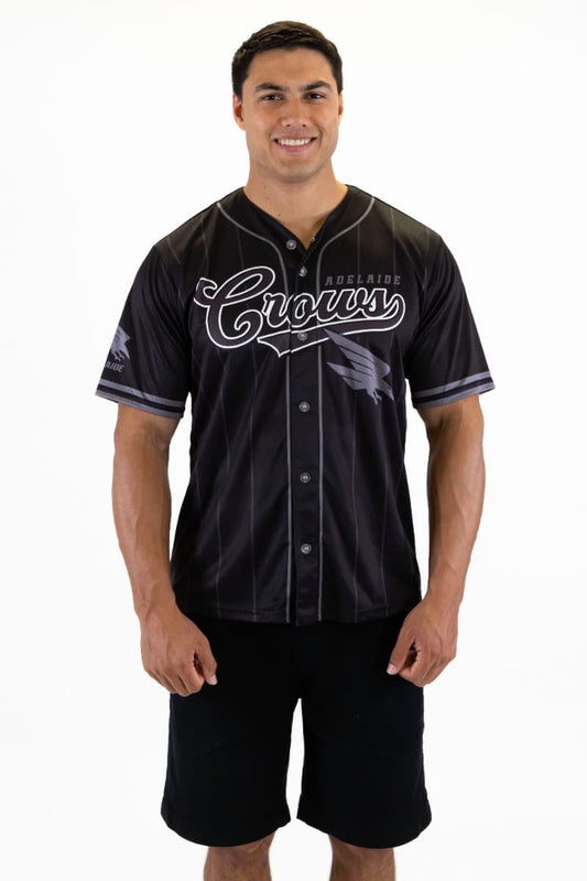 Adelaide Crows 2025 AFL Mens Blackout Baseball Shirt