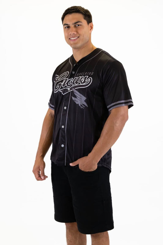 Adelaide Crows 2025 AFL Mens Blackout Baseball Shirt