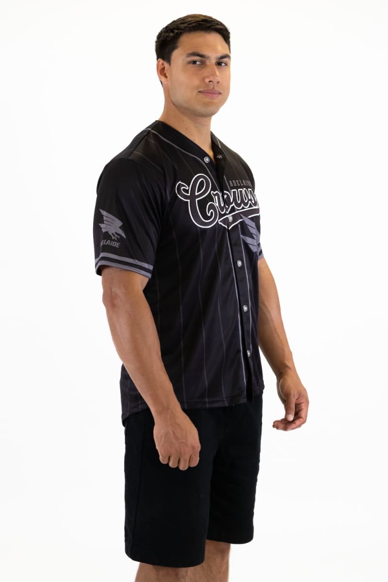 Adelaide Crows 2025 AFL Mens Blackout Baseball Shirt