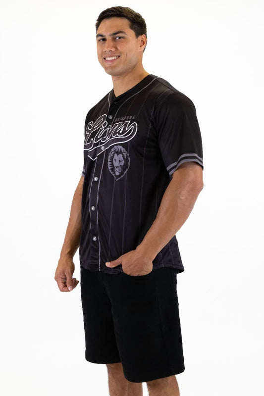 Brisbane Lions 2025 AFL Mens Blackout Baseball Shirt