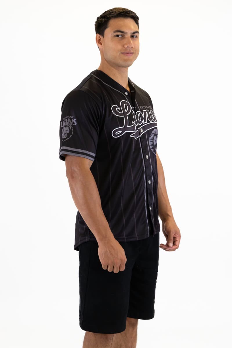 Brisbane Lions 2025 AFL Mens Blackout Baseball Shirt